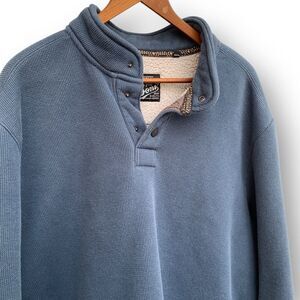 Jeremiah and Sons Men's Blue Mock Neck Sherpa Lined Pullover Henley Top Size XXL